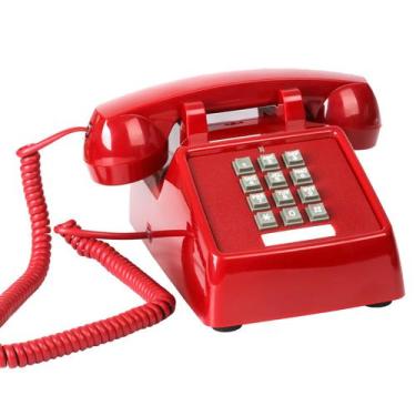 Imagem de Telefone fixo com fio Sangyn Vintage Mechanical Ringer Red