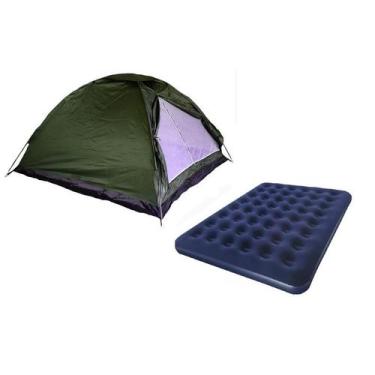 Imagem de Kit barraca camping iglu 4 pessoas + colchão casal inflável - OMEGA