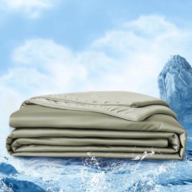 Imagem de HAILYUWL Conjunto de edredom refrescante, luxuoso macio e sedoso para dormir quente e suar à noite, com um edredom de verão suave e sedoso com duas fronhas incluídas (verde, solteiro)