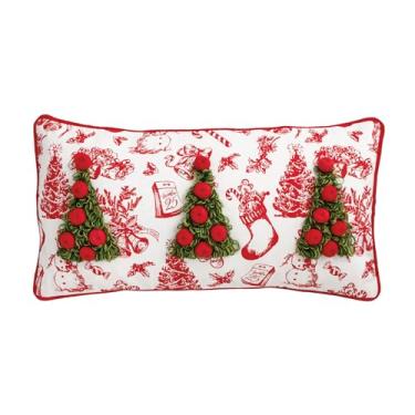 Imagem de Mud Pie Travesseiro enfeitado com vaso sanitário para árvore de Natal, 28 x 55 cm, vermelho