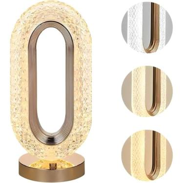 Imagem de Luminária Oval LED de Mesa Decorativa USB Recarregável – Abajur Moderno com 3 Cores de Luz para Quarto, Sala e Escritório