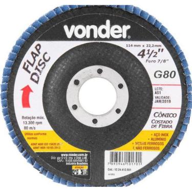 Imagem de Disco Flap Conico, 4.1/2, G80 - Vonder