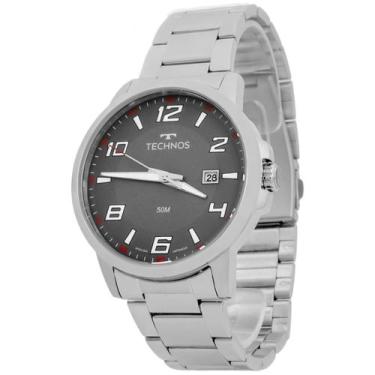 Imagem de Relógio Masculino Technos Racer Prata Aço Mostrador Cinza Original Res