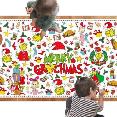 Imagem de IDEAPRON Toalha de mesa de pôster de colorir gigante de Natal, artesanato de Natal para crianças - 76 x 182 cm, faixa de colorir de papel, presentes infantis, atividades, brinquedos, festas, sala de