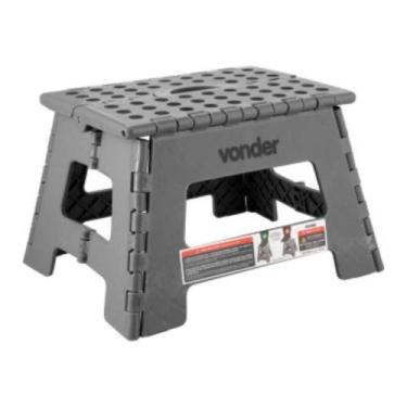 Imagem de Banqueta Plástica Dobrável Cinza Altura 220 mm Vonder - 3540022004
