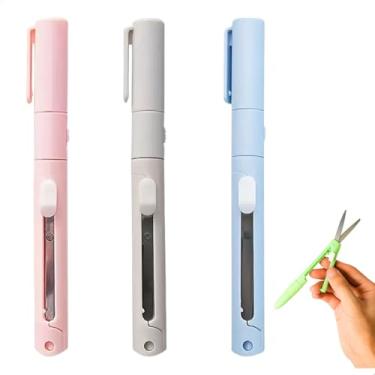 Imagem de Tesoura Retrátil com Estilete Embutido – Ferramenta Compacta 2 em 1 para Escritório, Escola e Artesanato