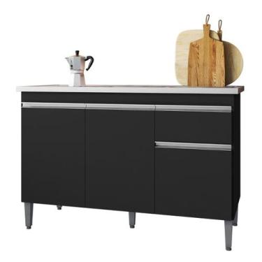 Imagem de Balcão Gabinete de Cozinha 3 Portas 120cm Tatiane Sem Tampo - Bella Mó