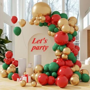 Imagem de Christmas Balloons Arch Kit, 102pcs Red Green Gold Balloons Difference Sizes Latex Balloons with 16ft Tape Strip & Dot Glue for Christmas, Birthday Party Decoration