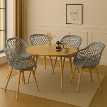 Imagem de Kit 5 Cadeiras de jantar Empório Tiffany Web Pé Wood - Lar Textil, Cin