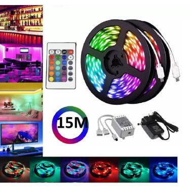 Imagem de Fita De Led Rgb 5050 15 Metros Para Decoração Com Fonte 5amp
