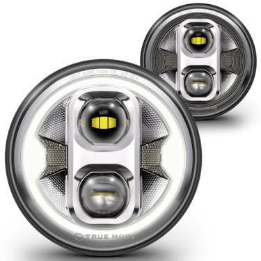 Imagem de TRUE MODS Faróis de LED redondos H6024 de 7 polegadas [aprovado por DOT] [feixe selado alto e baixo] [HALO DRL e setas] [Chrome] para Jeep Wrangler JK JKU TJ LJ Chevy Ford, Nissan, Toyota, Hummer,