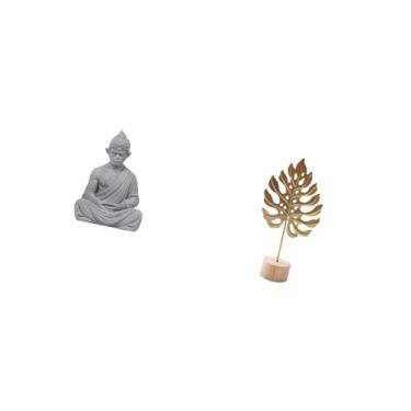 Imagem de Fenteer Estátua de Folha de Buda de Macaco, Estatueta de Folha de Metal Sun Wukong, Escultura Abstrata Colecionável Budista, Ornamento Criativo para Mesa de Q