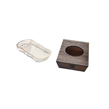 Imagem de Fenteer Elegante Penteadeira de Banheiro E Bandeja de Café Da Manhã com Caixa de Lenços de Madeira, Organizador para Frutas, Cosméticos, Toalhas de Mão, Guard