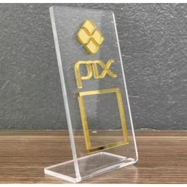 Imagem de Placa Pix Display em Acrílico Mesa Balcão QR Code PIX Pagamento Para Loja