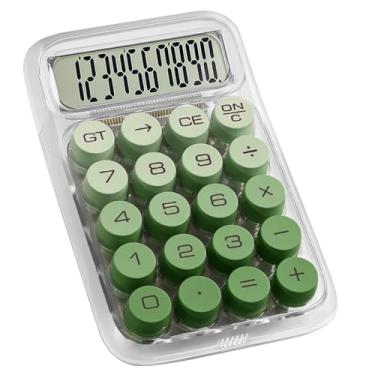 Imagem de Calculadora de interruptor mecânico com tela LCD grande de 10 dígitos, linda calculadora básica com botão grande antiderrapante e corpo transparente, para mesa de escritório, casa, negócios, escola