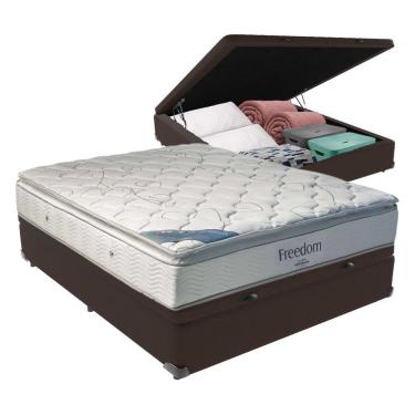 Imagem de Cama + Box Com Baú Casal E Colchão Freedom Ortobom D33 Marrom