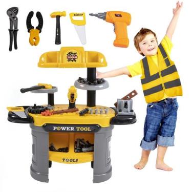 Imagem de Bancada de trabalho de brinquedo BRINJOY Kid com 76 peças de ferrament