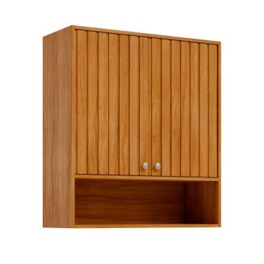 Imagem de Armário Aéreo Ripado Domus 100% MDF 2 Portas Cinamomo 80 cm