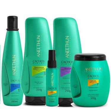Imagem de Kit Aneethun Cachos System 5 passos Cd+másk+final+gelat+óleo
