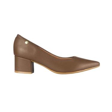 Imagem de Sapato Scarpin Vizzano Bico Fino Salto Bloco, 38, Marrom médio