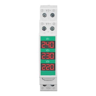 Imagem de Estink Display Digital Voltage Meter 3 Fase Voltímetro DIN Rail Mount Tela LCD 60-450V Com Função de Saída Interruptor para Dispositivos Elétricos