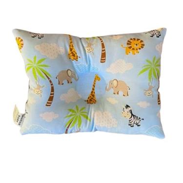 Imagem de Travesseiro Anatômico Bebê para Berço e Carrinho, Safari, 27x37cm (Azul Bebê)