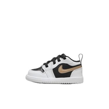 Imagem de Tênis Jordan 1 Low Alt para bebês/bebês (DR9747-172, branco/preto/dourado metálico), Branco/preto/dourado metálico, 21