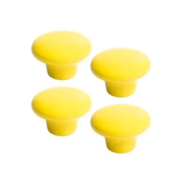 Imagem de Kit 4 Puxador Móvel Antigo Porcelana Gaveta 38mm De Armário (Amarelo Claro - MPPON109)