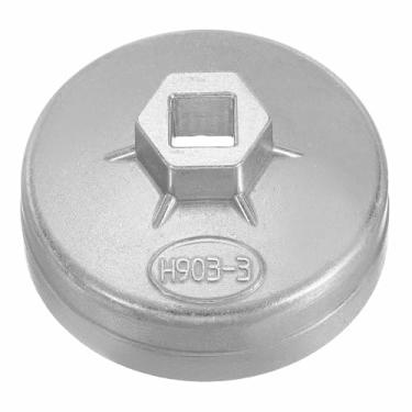 Imagem de HARFINGTON Chave de tampa de filtro de óleo 15 flautas 74 mm diâmetro interno 1/5.1 cm acionamento quadrado tipo copo de alumínio, ferramenta de remoção de soquete de filtro de óleo métrico para