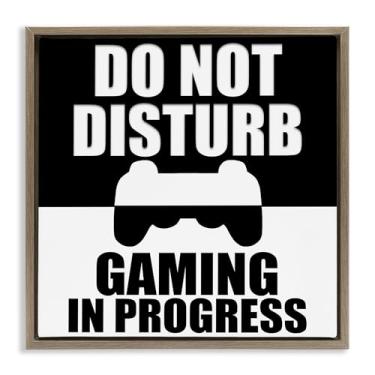 Imagem de Stupell Industries Do Not Disturb Minimal Gamer Gray Framed Floater Canvas Wall Art, design por Kim Allen, 25 x 25