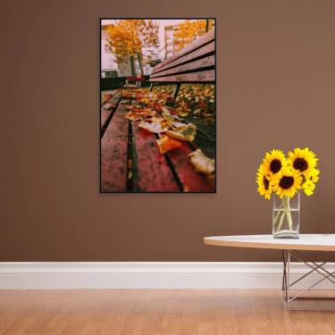 Imagem de Quadro Branco Praça Outono 90x60 Cm Vidro Impresso