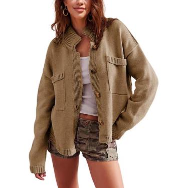 Imagem de Suéter Cardigan Antnation para mulheres de outono, manga comprida, cáq