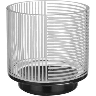 Imagem de Vaso Decorativo Enfeite Casa Listras Home&co Vidro 12x12x12cm Transparente