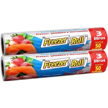 Imagem de Kit 2 Sacos Para Alimentos Freezer-Roll 3L 50un/cd F - Dover Roll