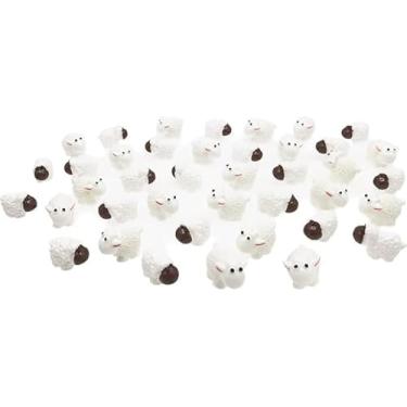 Imagem de 40Pcs White Miniature Sheep Figurines Mini Herd of Sheeps Figure Toy Cake Toppers Moss Landscape Decoration DIY Terrarium Crafts Ornament，Cake and Cupcake Toppers Cake and Cupcake Toppers