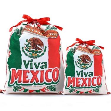 Imagem de Mshutbna Sacos de presente de Natal do México, 2 peças, sacos de embrulho de tecido reutilizável com cordão para presentes de Natal, decorações de festa, lembrancinhas de feriado 40 x 30 x 25 cm