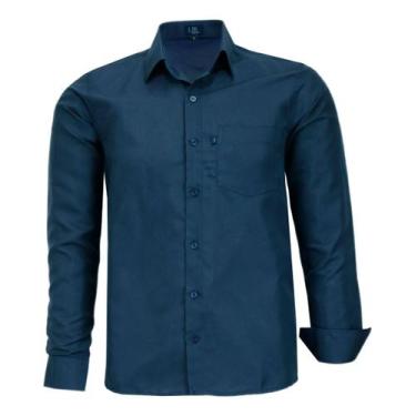 Imagem de Camisa Social Com Bolso Manga Longa Lbl 100% Poliéster 3027, Azul, Mar