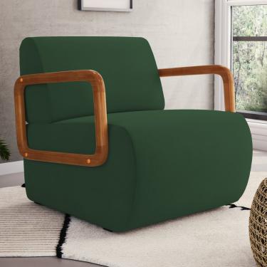 Imagem de Poltrona Decorativa Orgânica Living Kavya Veludo Verde Escuro - Desk Design