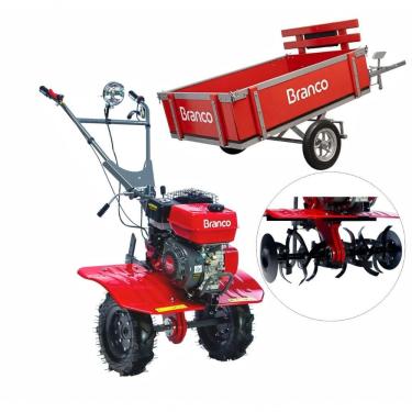 Imagem de Motocultivador à Gasolina Bttg6.5-800 Com Carreta Agrícola Bca300m Branco