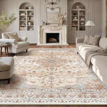 Imagem de HUGEAR Tapetes laváveis 20 x 25 cm laranja vintage - estilo neutro, antiderrapante, resistente a manchas, estampa floral oriental para crianças e animais de estimação, para sala de estar, quarto, sala