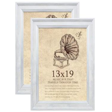 Imagem de TKYGU Porta-retrato de 33 x 48 cm com vidro verdadeiro, conjunto de 2 molduras vintage - Molduras de estilo antigo para parede - Moldura ornamentada para escritório branco rústico ou decoração de casa