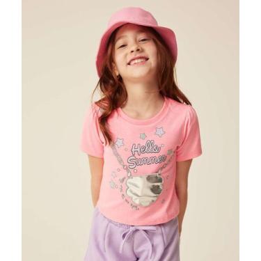 Imagem de Blusa Infantil Estampa Frontal Manga Curta Marisa Tam -03090, 8, Rosa