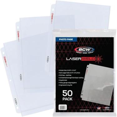 Imagem de BCW LaserWeld Páginas de fotos 20 x 25 cm - Caixa de 50 unidades | Mangas de plástico 8 x 10 para fotos | Capas protetoras de fotos seguras para arquivo para fichários de 3 anéis