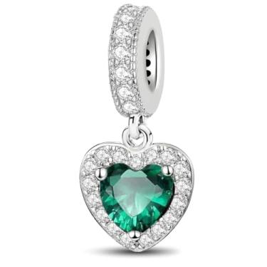 Imagem de 1 berloque de contas modernas verde amor prata adequado para mulheres, faça você mesmo e roupa diária combinando joias decoração presente para mamãe