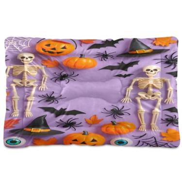 Imagem de Wassud Esqueletos de Halloween para cães pequenos, lavável, impermeável, para viagem, tapete portátil para gatos com fundo antiderrapante para uso interno e dormir, 91 x 61 cm