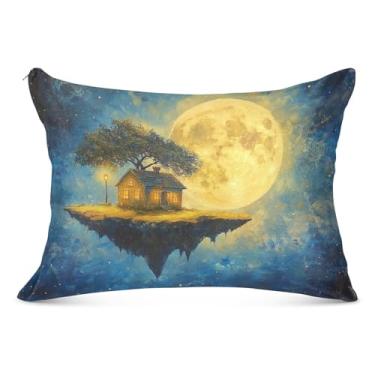 Imagem de Capa de travesseiro flutuante Moon House super macia 50,8 x 76,2 cm King Fronha durável com zíper