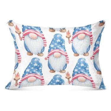 Imagem de Linda capa de almofada de flanela com bandeira dos EUA com zíper padrão king queen size fronha floral para cama de casa sofá, tamanho Queen, 50,8 cm x 76,2 cm