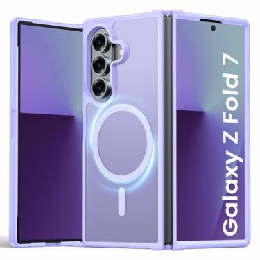 Imagem de Vividarm Capa magnética para Galaxy Z Fold 7, compatível com MagSafe [sem protetor de tela] [proteção de nível militar] Capa de telefone fina à prova de choque fosca translúcida para Samsung Z Fold 7