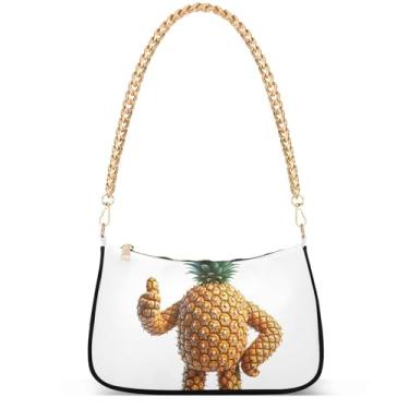 Imagem de Flamingos Beach Aquarela Bolsa feminina Hobo Party Purses Womens Evening Handbag Chain Ladies Shoulder Bag, Pineapple Man Funny