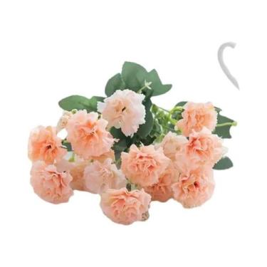 Imagem de Flores Artificiais Pequenas De Cravo Com 5 Ramos E 15 Cabeças Para Dec